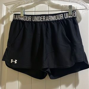 Womens black Under Armour athletic shorts